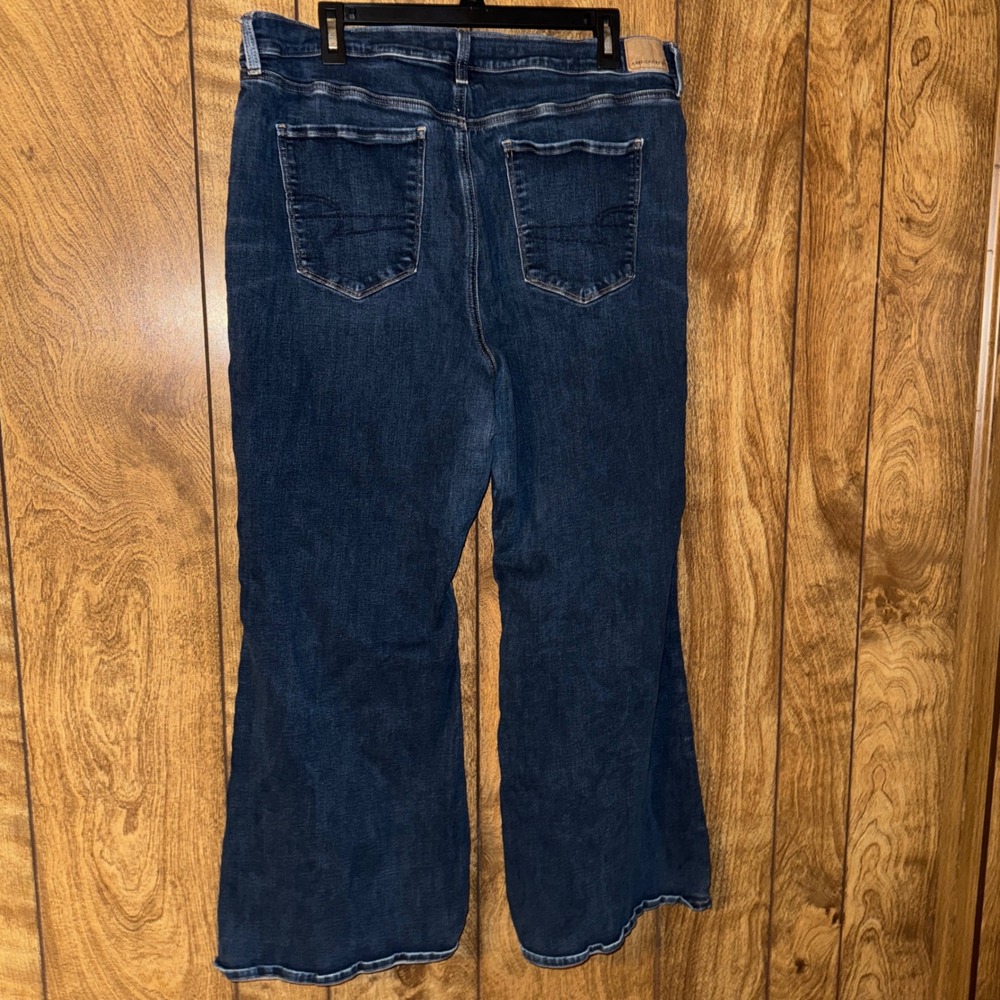 American Eagle Next Level Stretch Flare Jeans Dark Wash Womens 20 Short Wide Leg